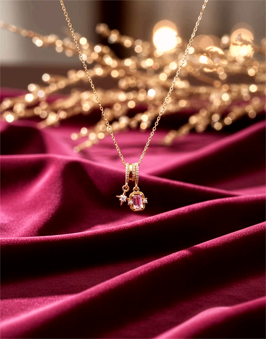 Premium Pink Stone Charm Necklace - Perfect Birthday Gift for Women & Girls