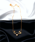 Golden Bloom Floral Necklace with Crystal Accents – Elegant Nature-Inspired Design